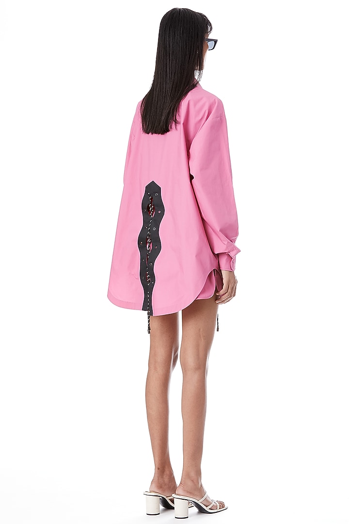 Pink Cotton Oversized Shirt by Kanika Goyal at Pernia's Pop Up Shop