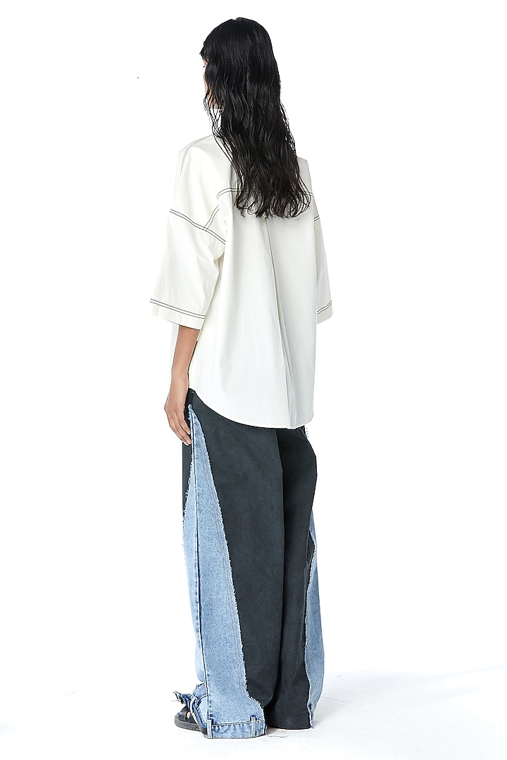 Off-White Cotton Embellished Shirt by Kanika Goyal at Pernia's Pop Up Shop