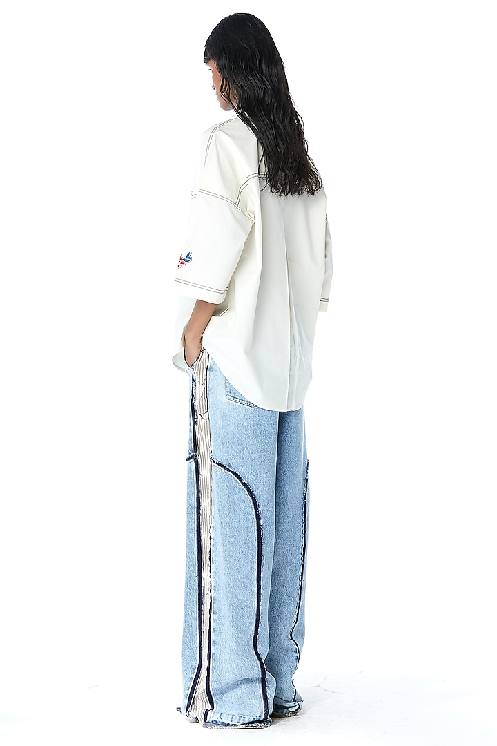 Off-White Cotton Embellished Shirt by Kanika Goyal at Pernia's Pop Up Shop