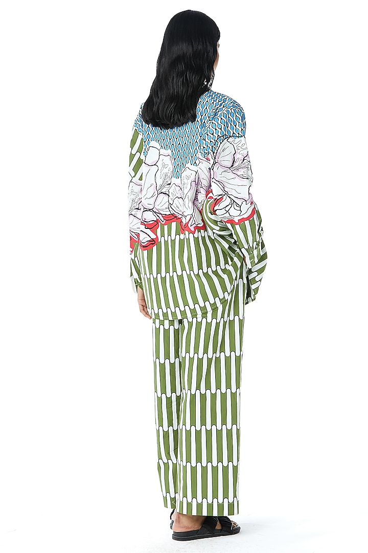 Multi-Colored Cotton Engineered & Embellished Co-Ord Set by Kanika Goyal at Pernia's Pop Up Shop
