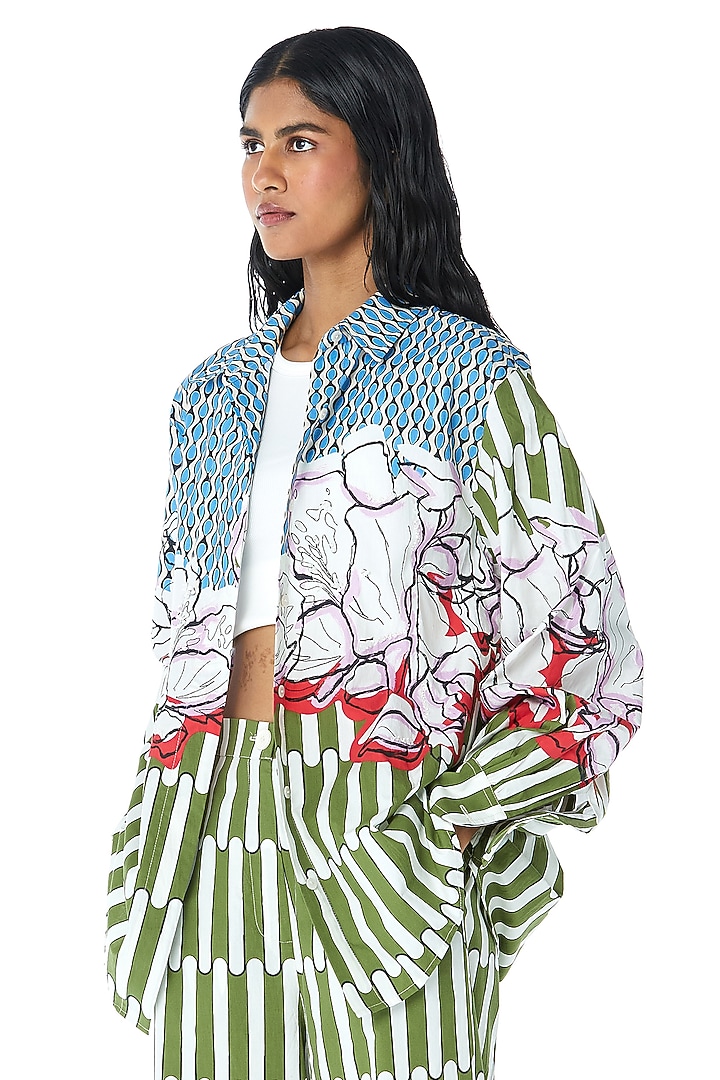 Multi-Colored Cotton Engineered & Embellished Co-Ord Set by Kanika Goyal at Pernia's Pop Up Shop