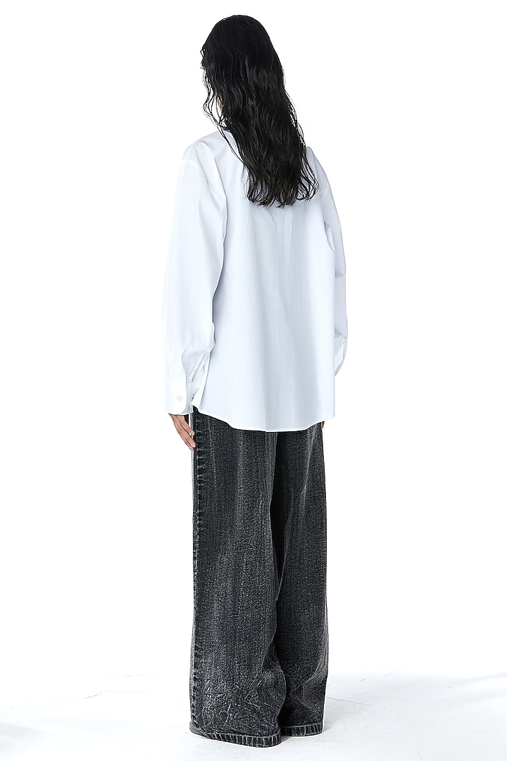 White Cotton Patchwork Shirt by Kanika Goyal at Pernia's Pop Up Shop