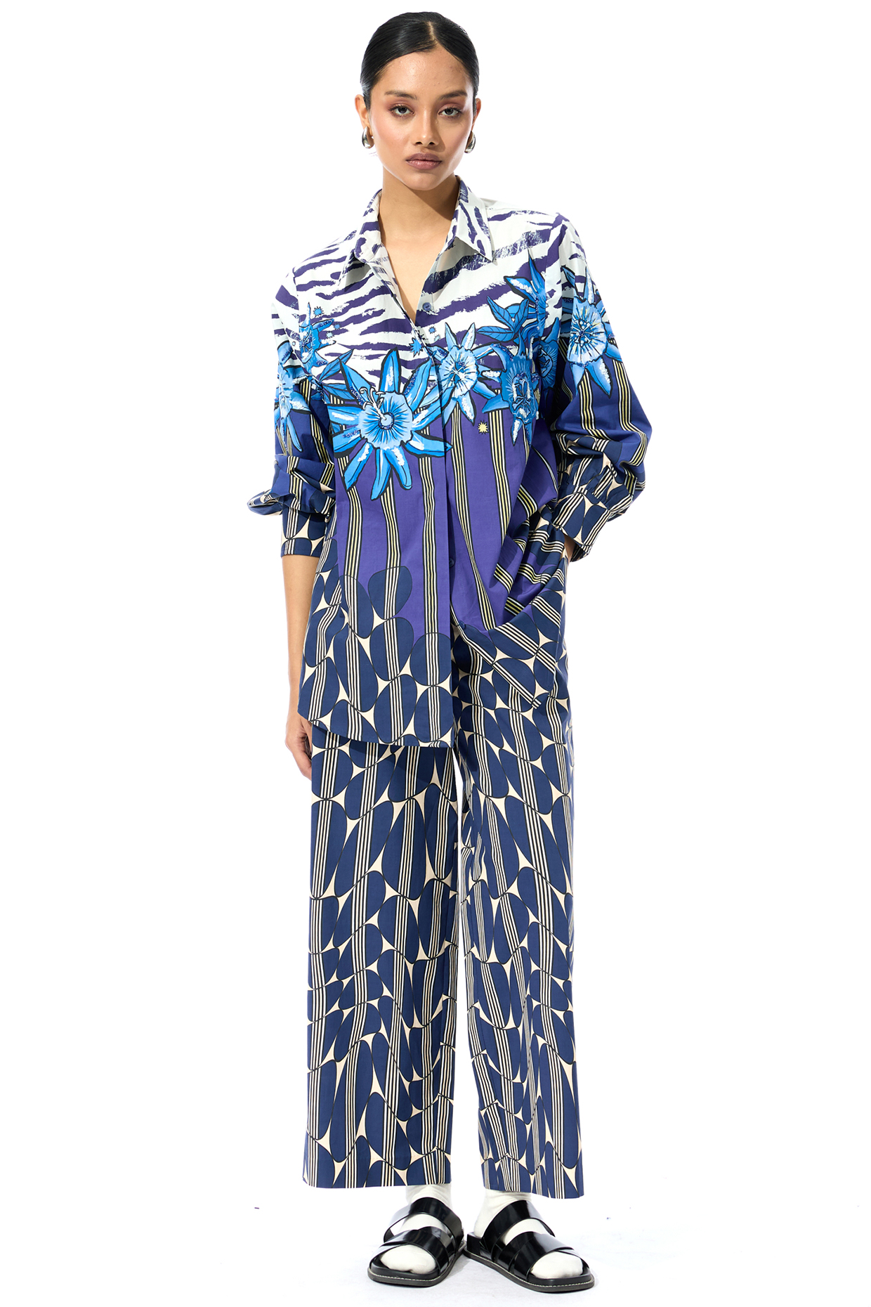 Multi-Colored Cotton Engineered Printed Pant Set by Kanika Goyal at Pernia's Pop Up Shop