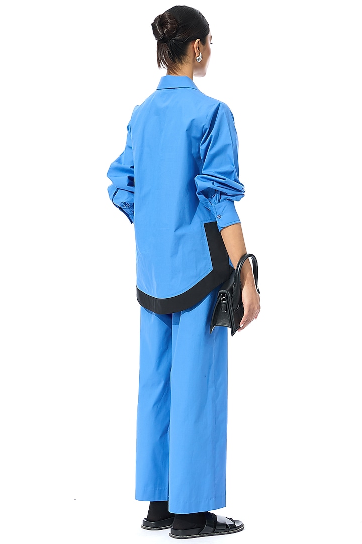 Blue Cotton Embellished Co-Ord Set by Kanika Goyal at Pernia's Pop Up Shop