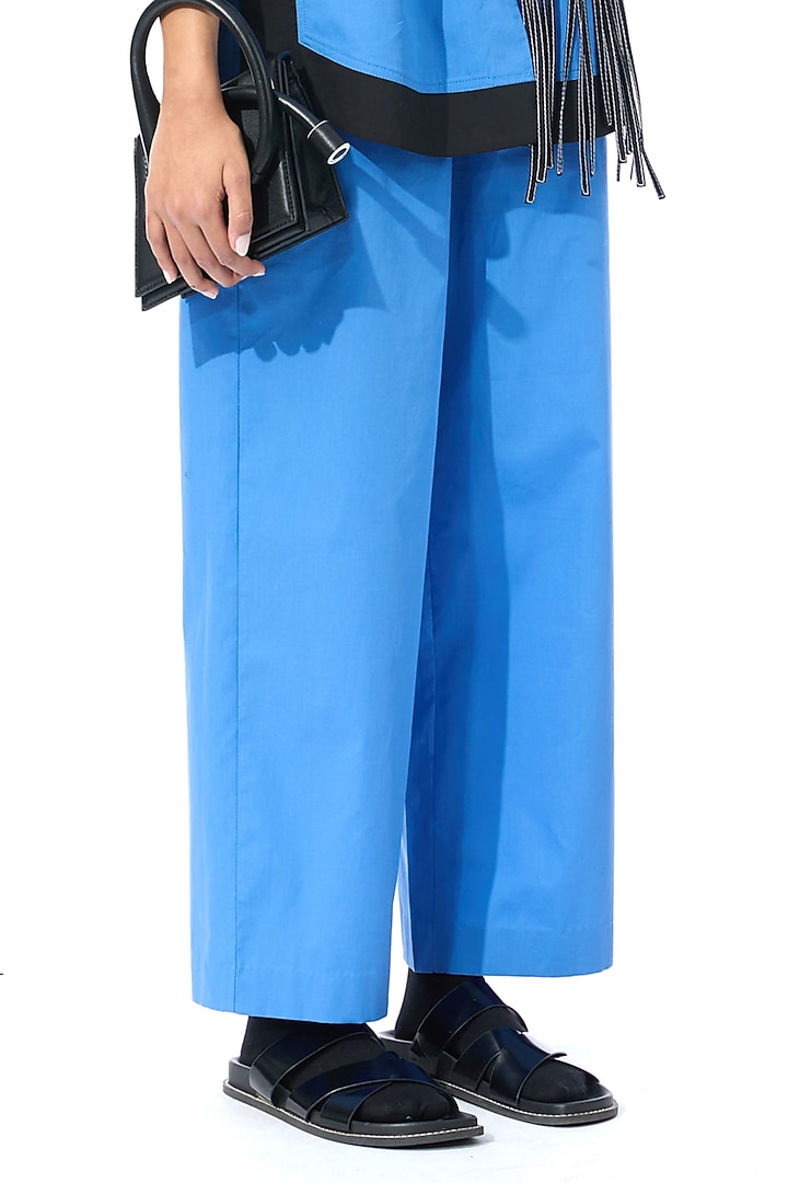 Blue Cotton Embellished Co-Ord Set by Kanika Goyal at Pernia's Pop Up Shop