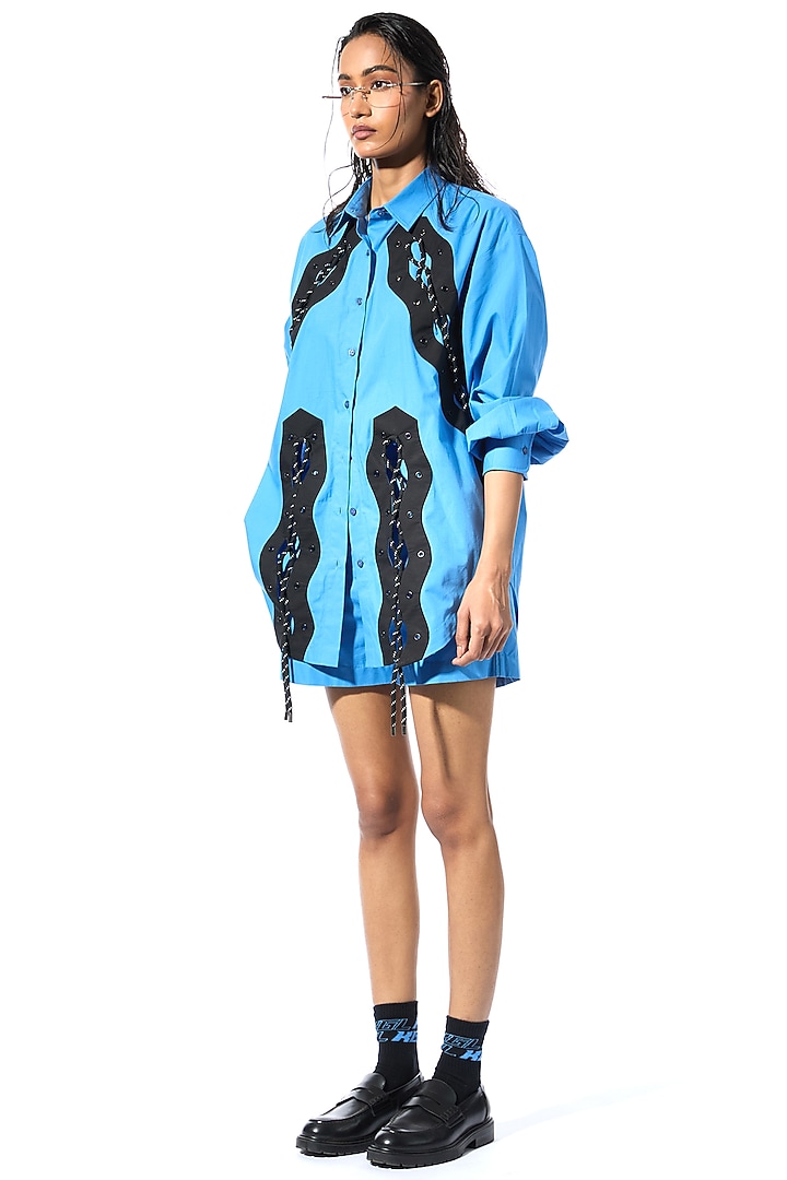 Blue Cotton Co-Ord Set by Kanika Goyal at Pernia's Pop Up Shop