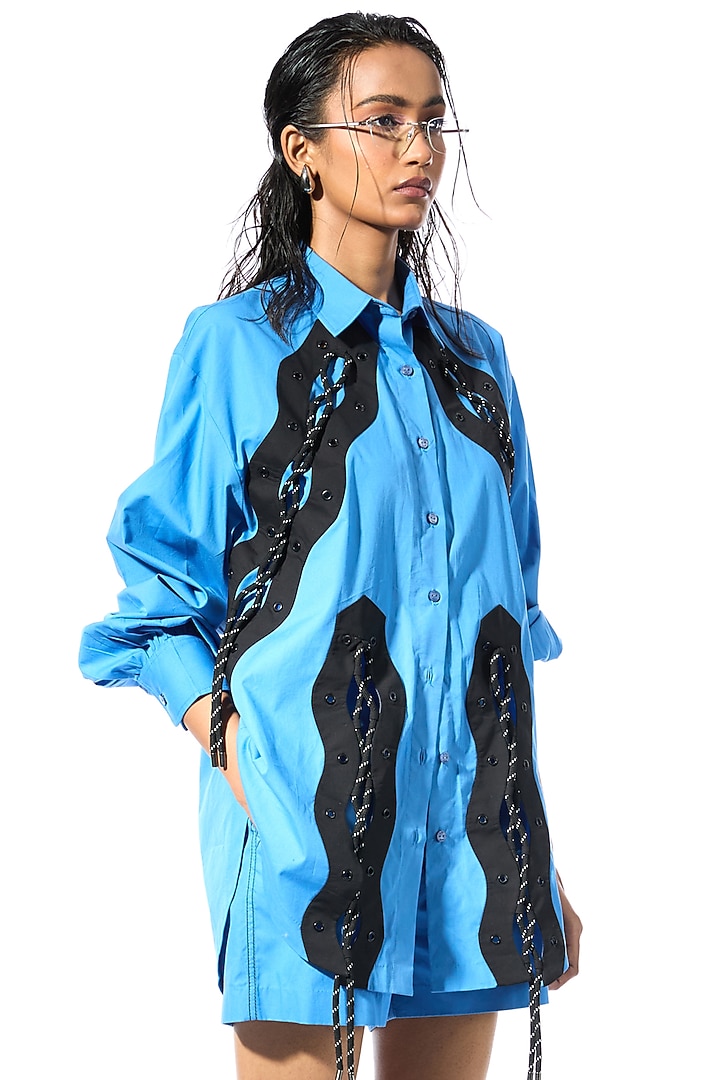 Blue Cotton Co-Ord Set by Kanika Goyal at Pernia's Pop Up Shop