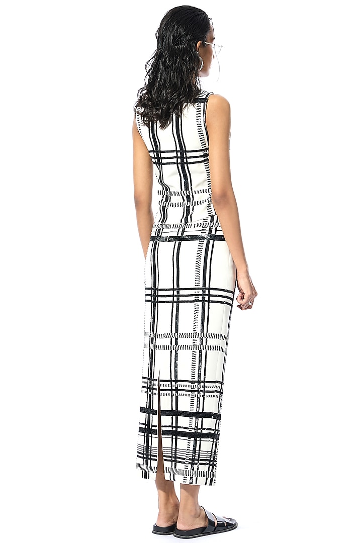 White & Black Polyester Embellished Top by Kanika Goyal at Pernia's Pop Up Shop