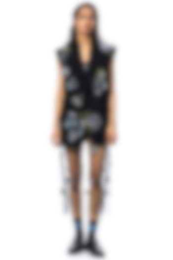 Black Polyester Embellished Vest by Kanika Goyal at Pernia's Pop Up Shop