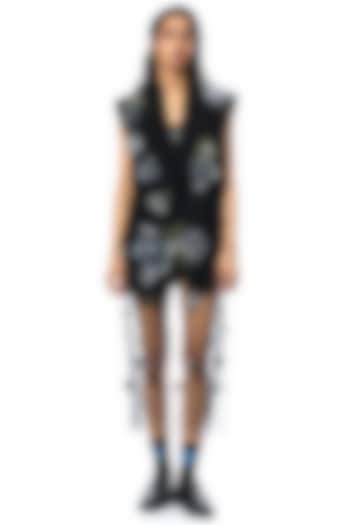 Black Net & Satin Embellished Vacation Dress by Kanika Goyal at Pernia's Pop Up Shop