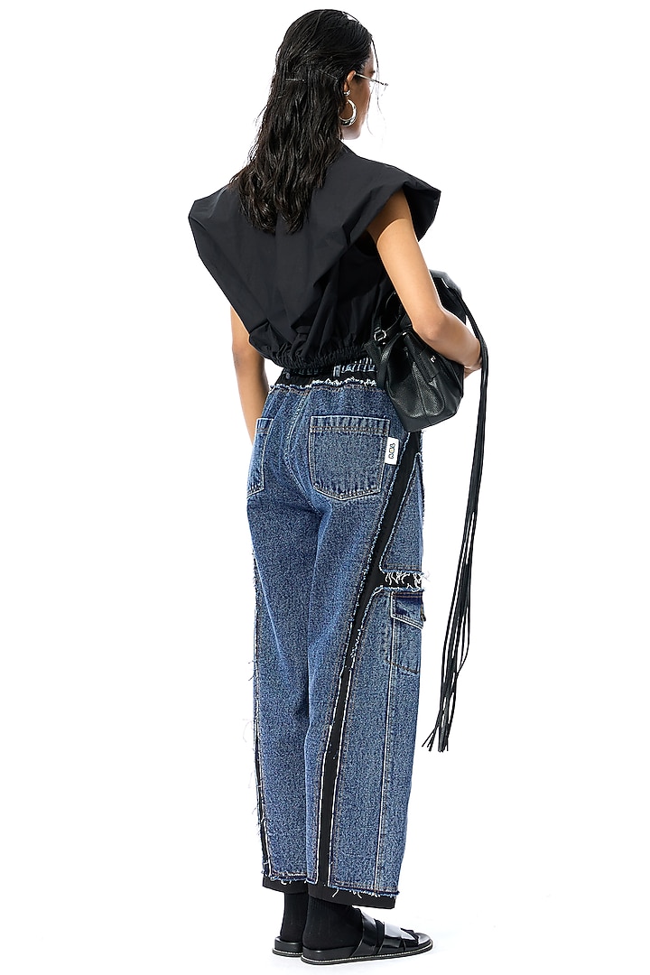 Blue & Black Cotton Pants by Kanika Goyal at Pernia's Pop Up Shop