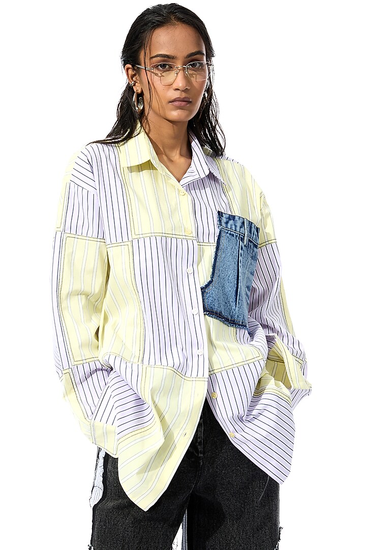 Multi-Colored Cotton Striped Shirt by Kanika Goyal at Pernia's Pop Up Shop