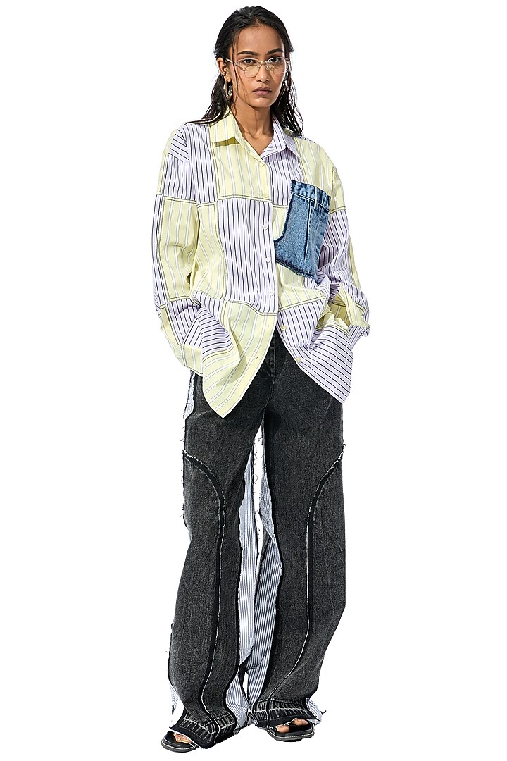 Multi-Colored Cotton Striped Shirt by Kanika Goyal at Pernia's Pop Up Shop