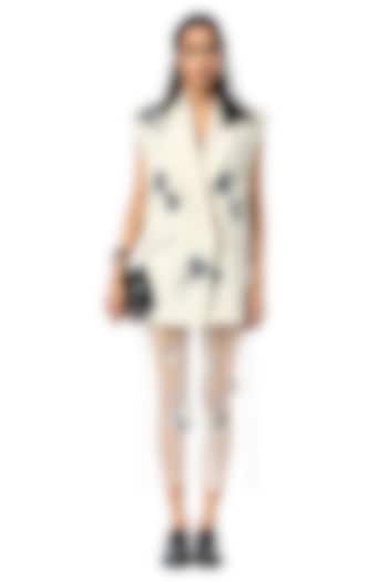 Beige Net & Satin Embellished Slip Vacation Dress by Kanika Goyal at Pernia's Pop Up Shop