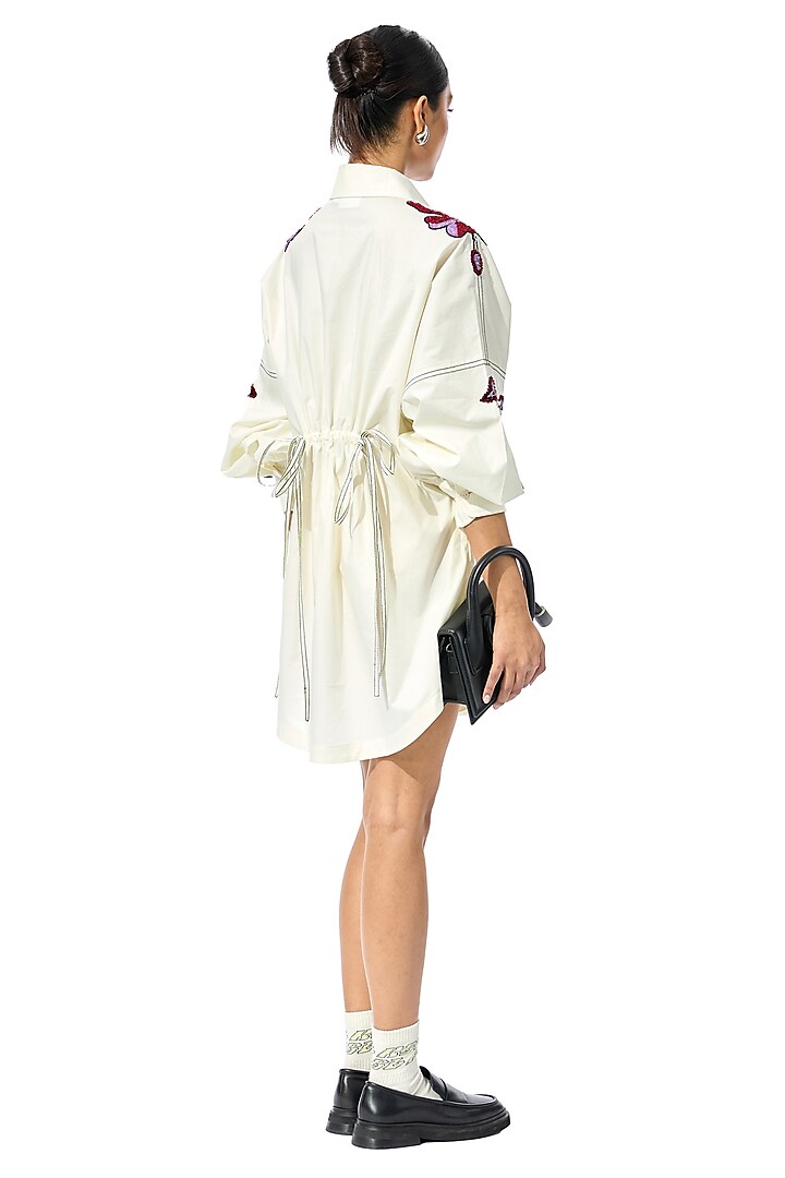Off-White Cotton Embellished Mini Vacation Dress by Kanika Goyal at Pernia's Pop Up Shop