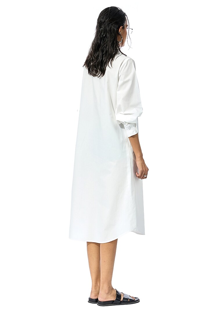 White Cotton Embellished Midi Vacation Dress by Kanika Goyal at Pernia's Pop Up Shop