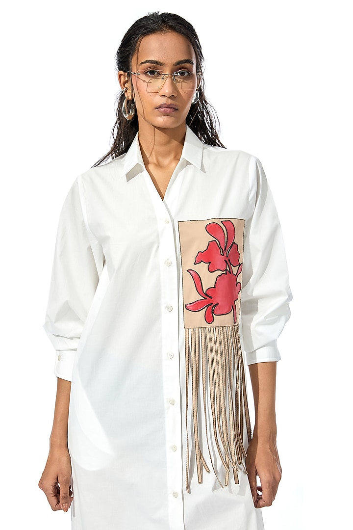 White Cotton Embellished Midi Vacation Dress by Kanika Goyal at Pernia's Pop Up Shop