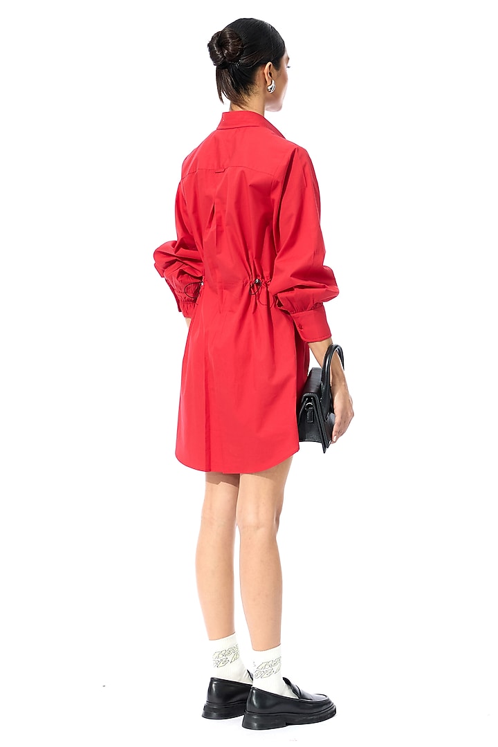 Red Cotton Applique Mini Vacation Dress by Kanika Goyal at Pernia's Pop Up Shop