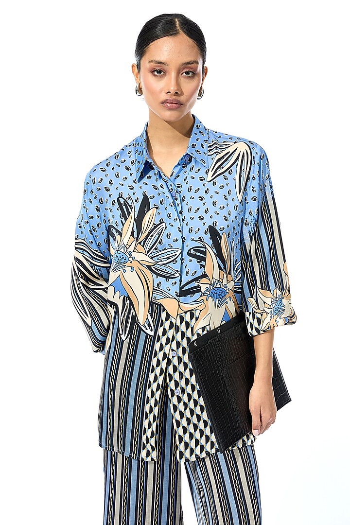Multi-Colored Cotton Engineered Printed Co-Ord Set by Kanika Goyal at Pernia's Pop Up Shop