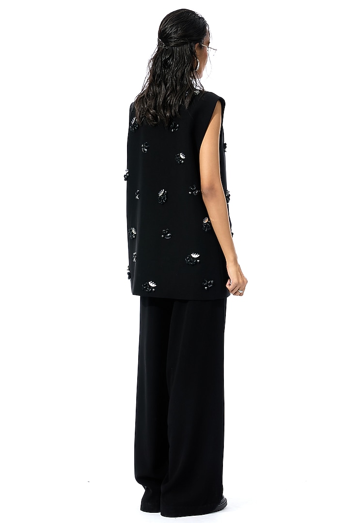 Black Polyester Pants by Kanika Goyal at Pernia's Pop Up Shop