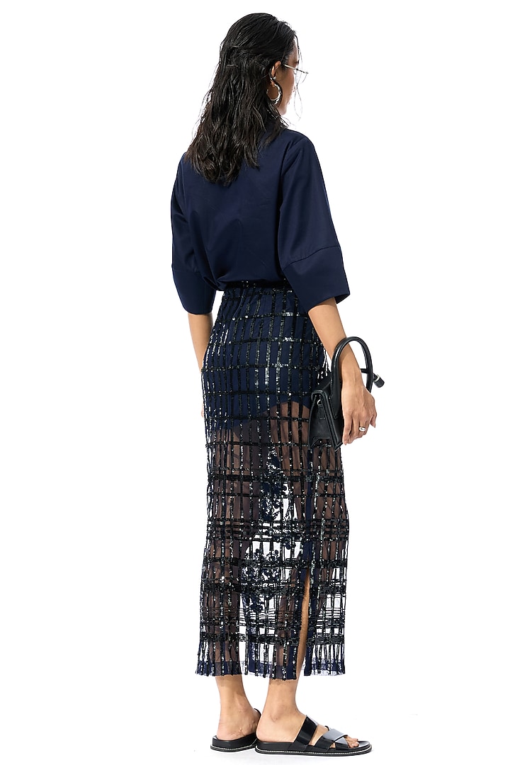 Navy Blue Cotton Mini Vacation Shirt Dress by Kanika Goyal at Pernia's Pop Up Shop