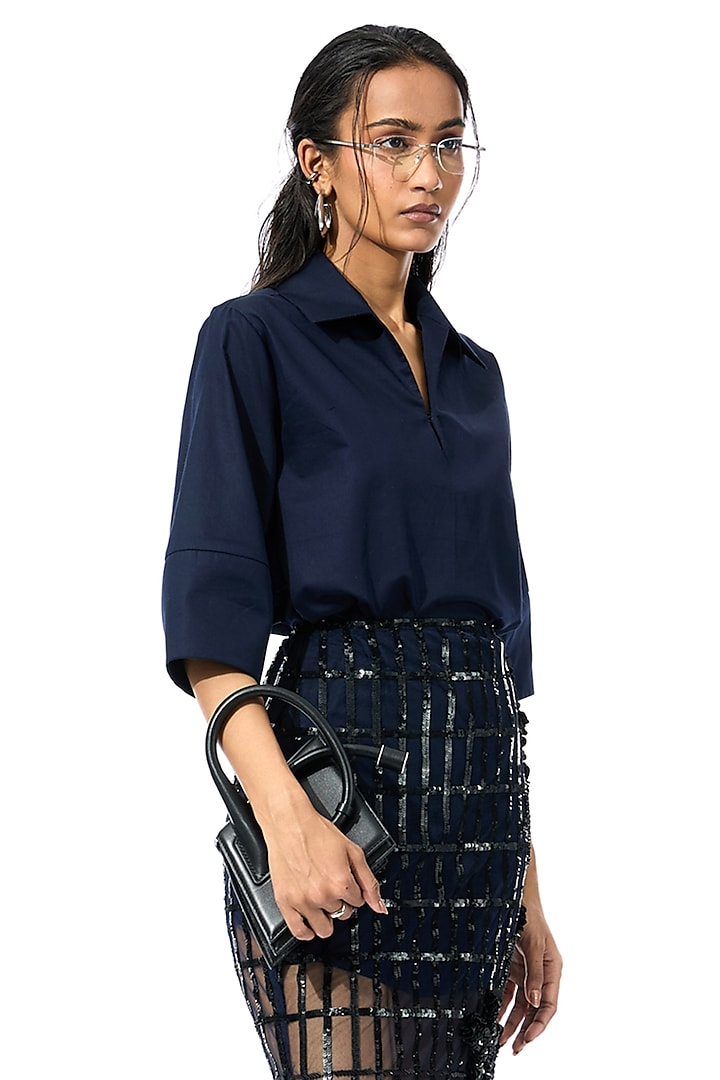 Black Polyester Net Floral Embellished Midi Skirt by Kanika Goyal at Pernia's Pop Up Shop