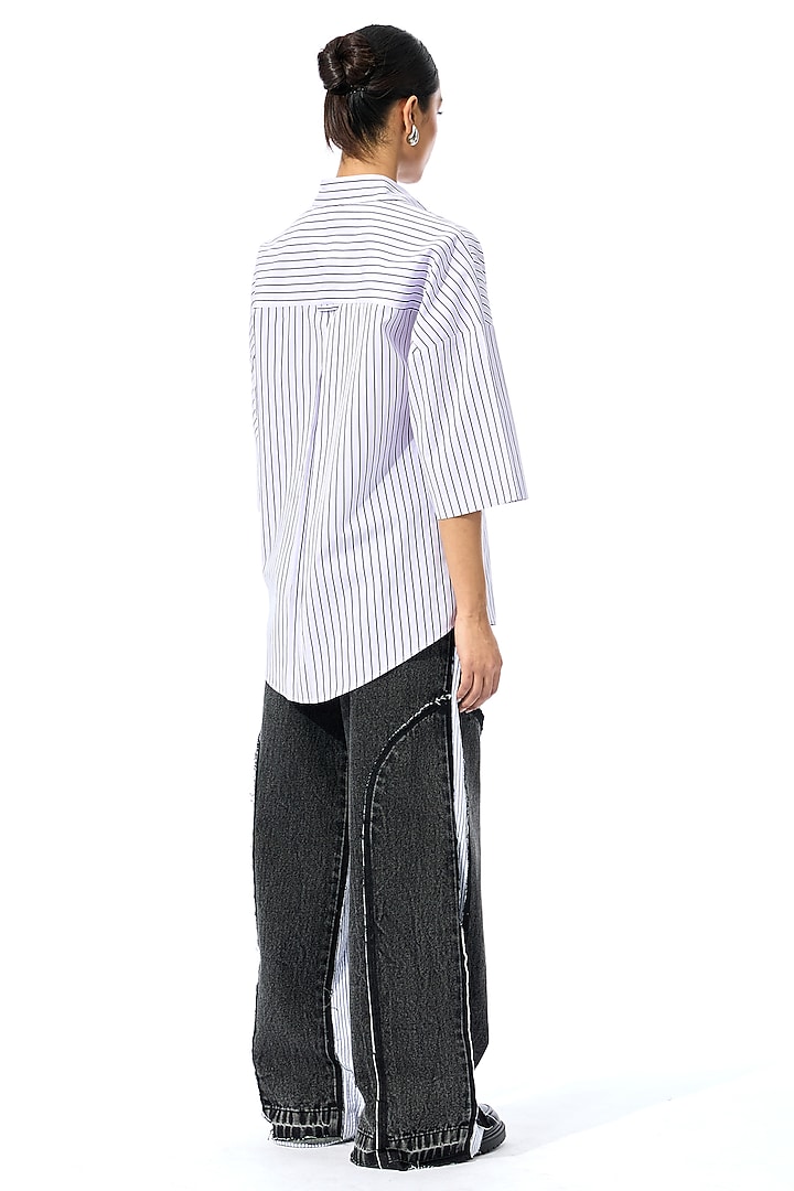 Lilac & Black Cotton Shirt by Kanika Goyal at Pernia's Pop Up Shop