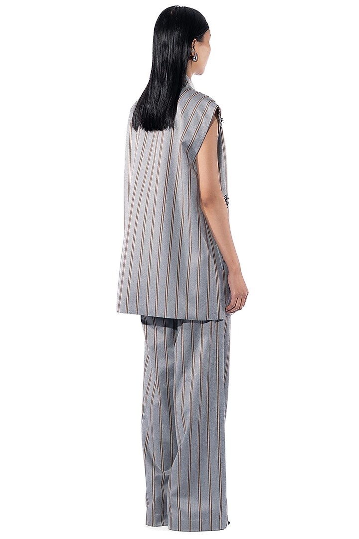 Grey Polyester Pants by Kanika Goyal at Pernia's Pop Up Shop