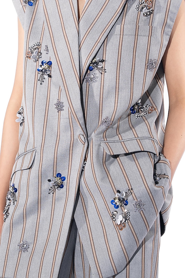 Grey Polyester Pants by Kanika Goyal at Pernia's Pop Up Shop