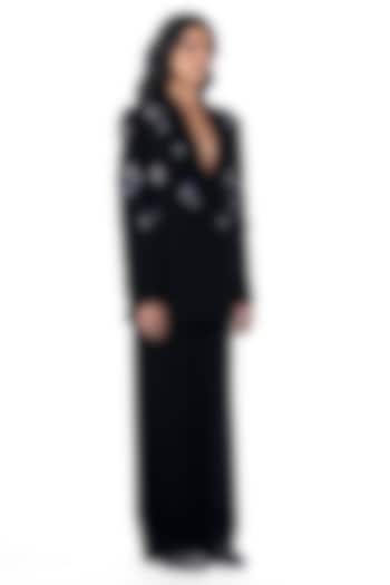Black Polyester Pants by Kanika Goyal at Pernia's Pop Up Shop