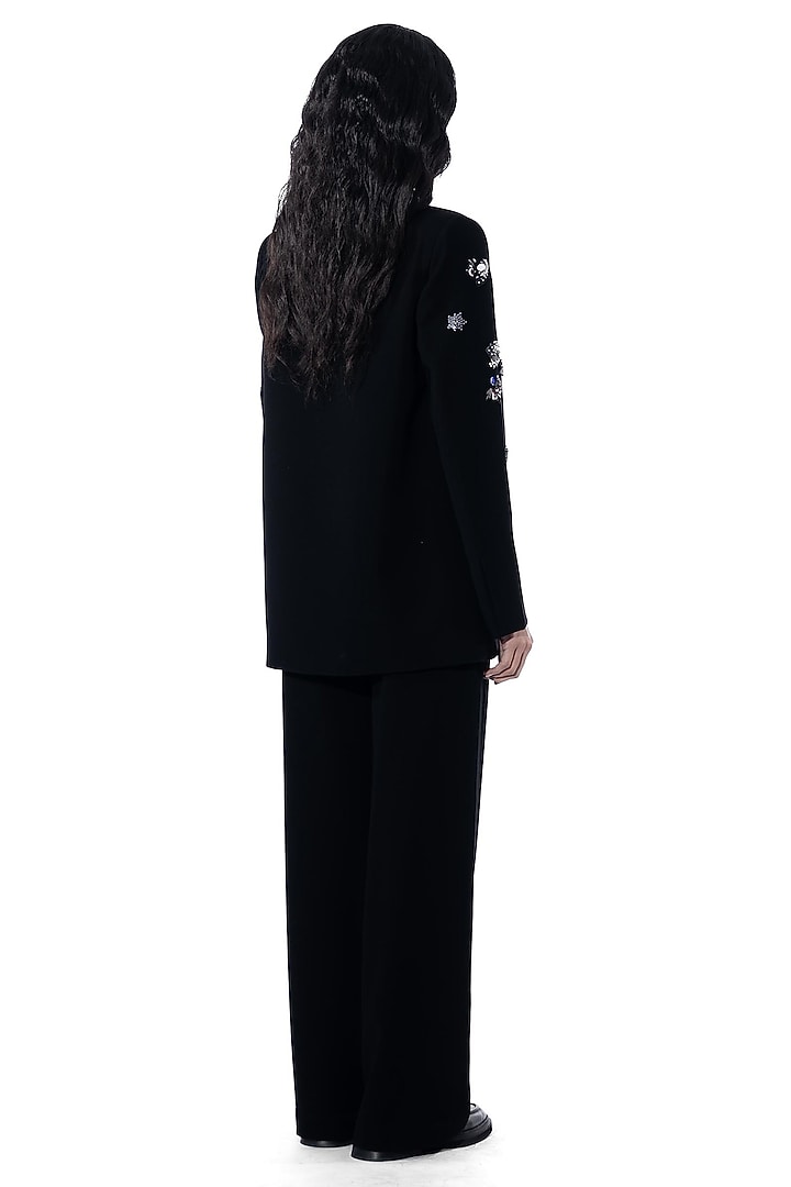 Black Polyester Pants by Kanika Goyal at Pernia's Pop Up Shop