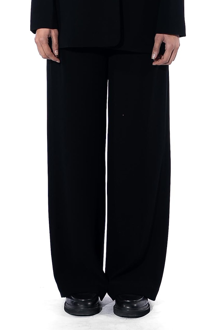 Black Polyester Pants by Kanika Goyal at Pernia's Pop Up Shop
