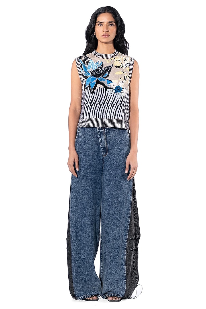 Multi-Colored Polyester Hand Embellished Top by Kanika Goyal at Pernia's Pop Up Shop