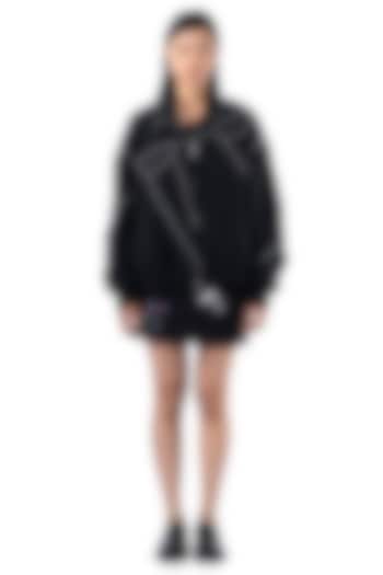 Black Polyester Bomber Jacket by Kanika Goyal at Pernia's Pop Up Shop