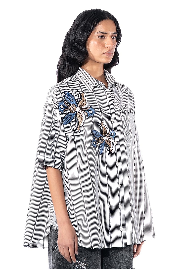 Multi-Colored Cotton Hand Embellished Shirt by Kanika Goyal at Pernia's Pop Up Shop
