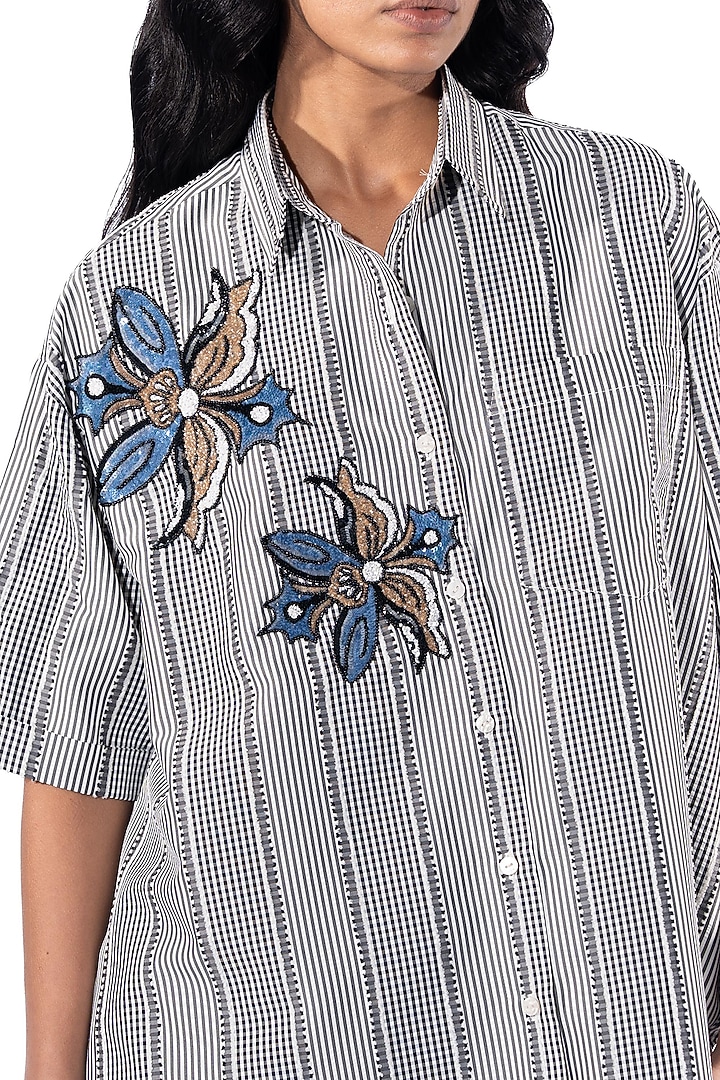 Multi-Colored Cotton Hand Embellished Shirt by Kanika Goyal at Pernia's Pop Up Shop