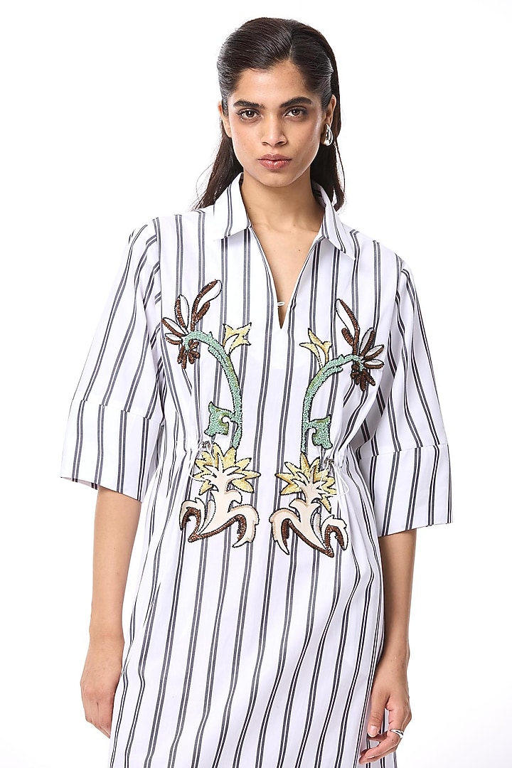 Multi-Colored Cotton Embellished Shirt Vacation Dress by Kanika Goyal at Pernia's Pop Up Shop