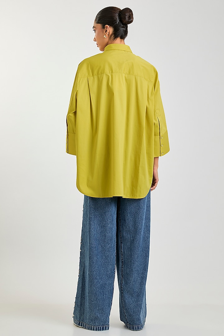 Yellow Cotton Shirt by Kanika Goyal at Pernia's Pop Up Shop