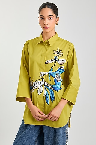 Yellow Cotton Shirt by Kanika Goyal