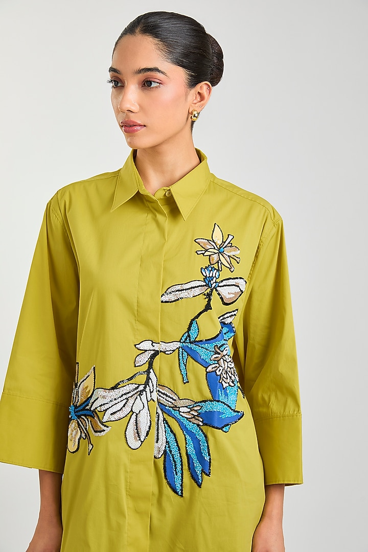Yellow Cotton Shirt by Kanika Goyal at Pernia's Pop Up Shop