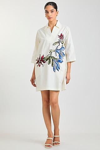 Off-White Cotton Dress by Kanika Goyal