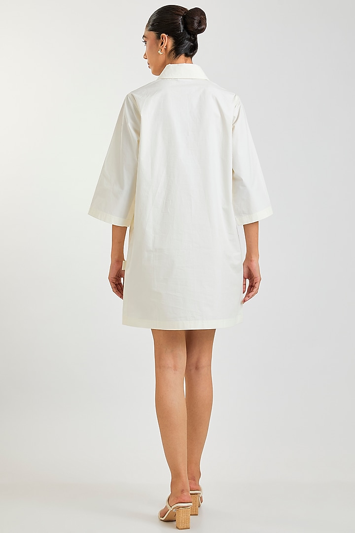 Off-White Cotton Vacation Dress by Kanika Goyal at Pernia's Pop Up Shop