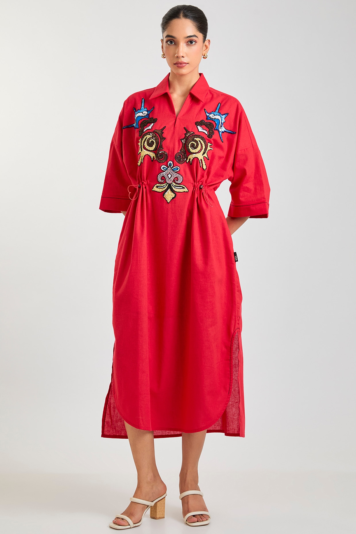 Kanika Goyal Red Linen Blend Dress
