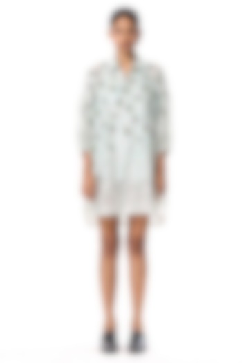 Sage Green Polyester Hand Embellished Vacation Shirt Dress by Kanika Goyal at Pernia's Pop Up Shop