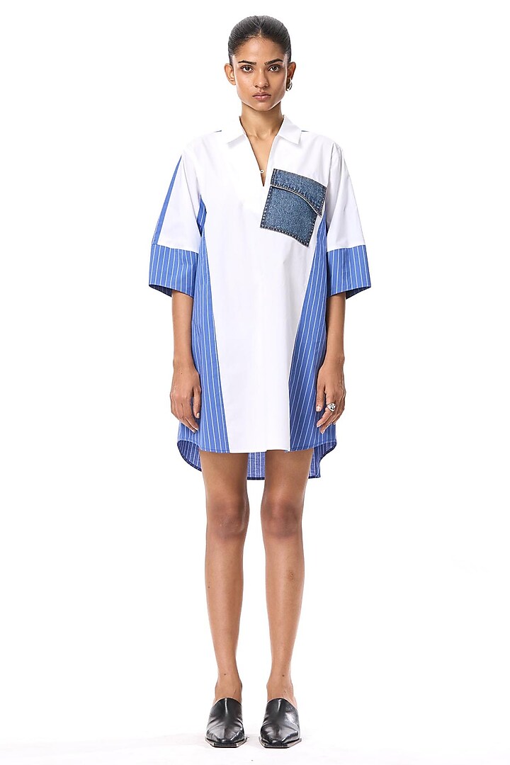 White Cotton Vacation Shirt Dress by Kanika Goyal at Pernia's Pop Up Shop