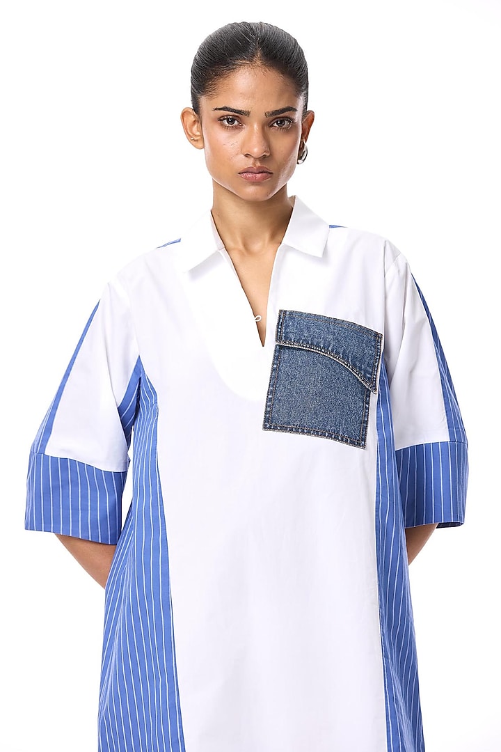 White Cotton Vacation Shirt Dress by Kanika Goyal at Pernia's Pop Up Shop