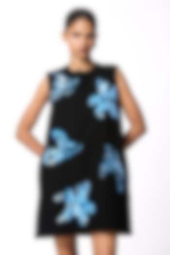 Black Polyester Hand Embellished Cocktail Dress by Kanika Goyal at Pernia's Pop Up Shop