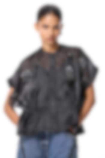 Black Polyester Hand Embellished Top by Kanika Goyal at Pernia's Pop Up Shop