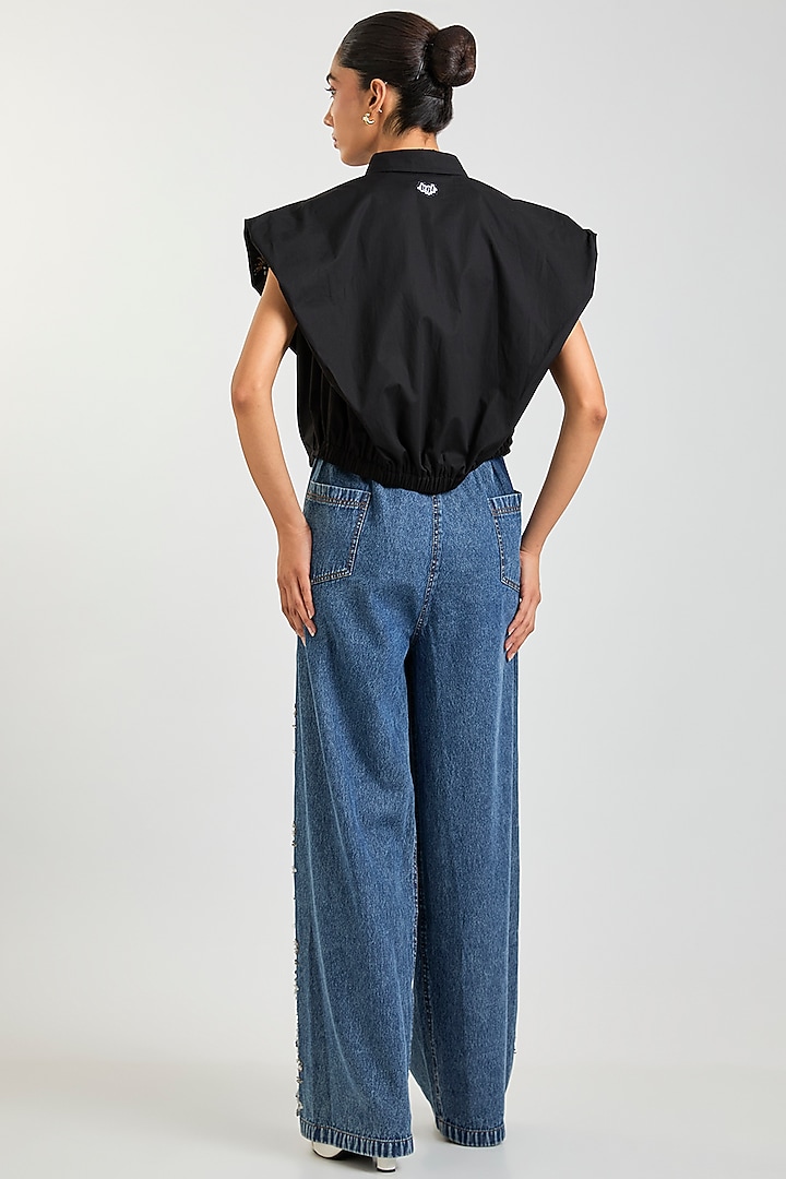 Black Cotton Top by Kanika Goyal at Pernia's Pop Up Shop