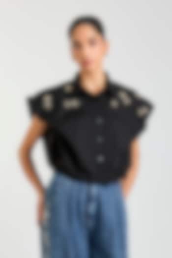 Black Cotton Top by Kanika Goyal at Pernia's Pop Up Shop